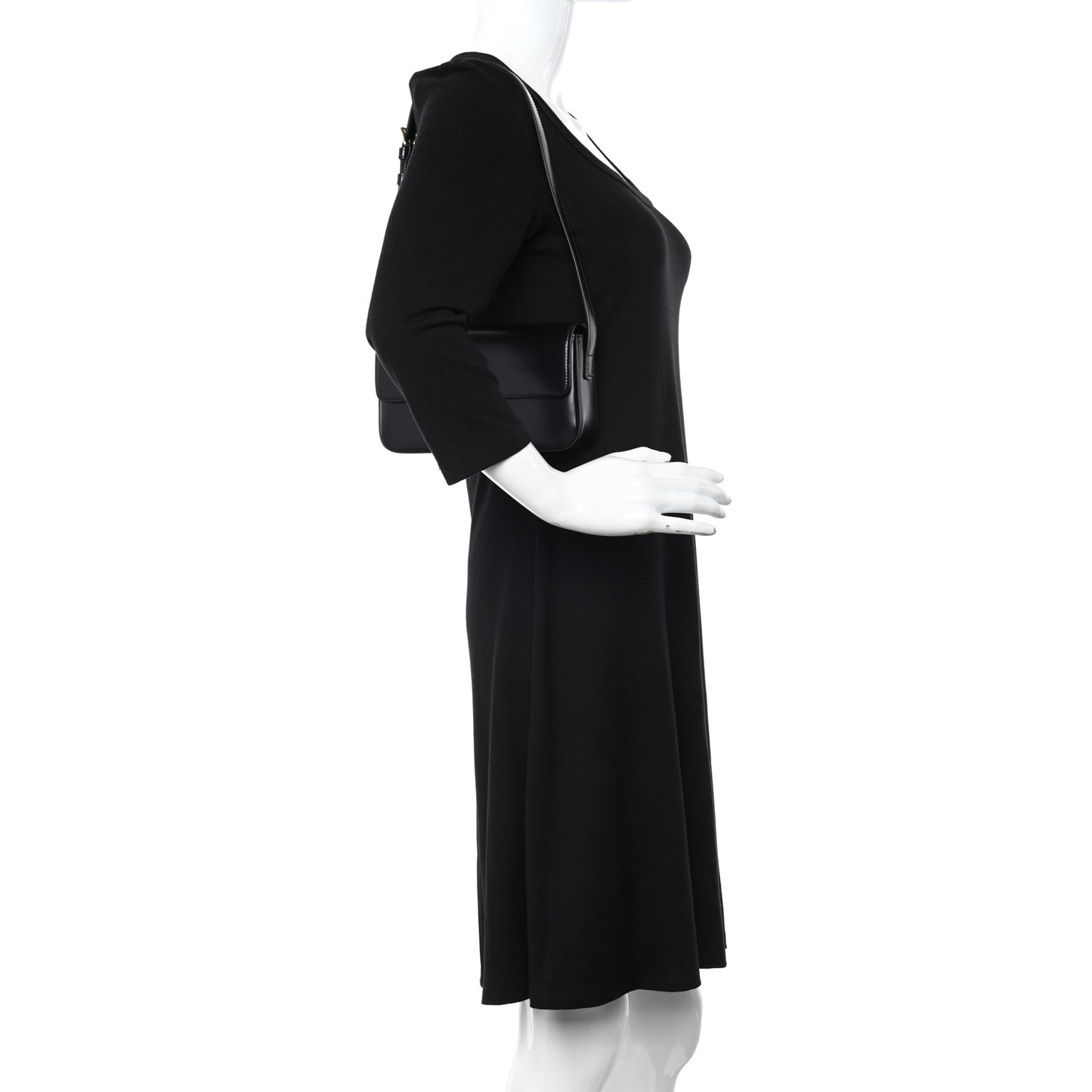 Shiny Calfskin Triomphe Shoulder Bag Black