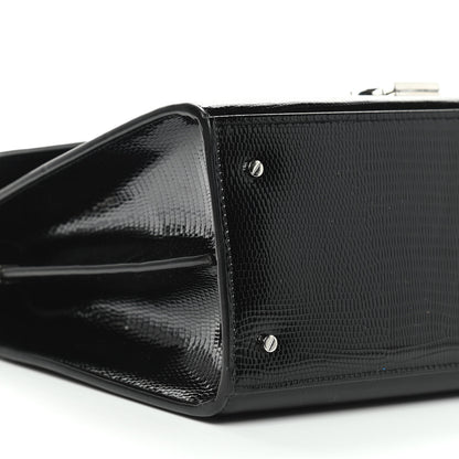 Saint Laurent Calfskin Lizard Embossed Medium Classic Monogram Cassandra Top Handle Black Rouge Legion 14 of 22
