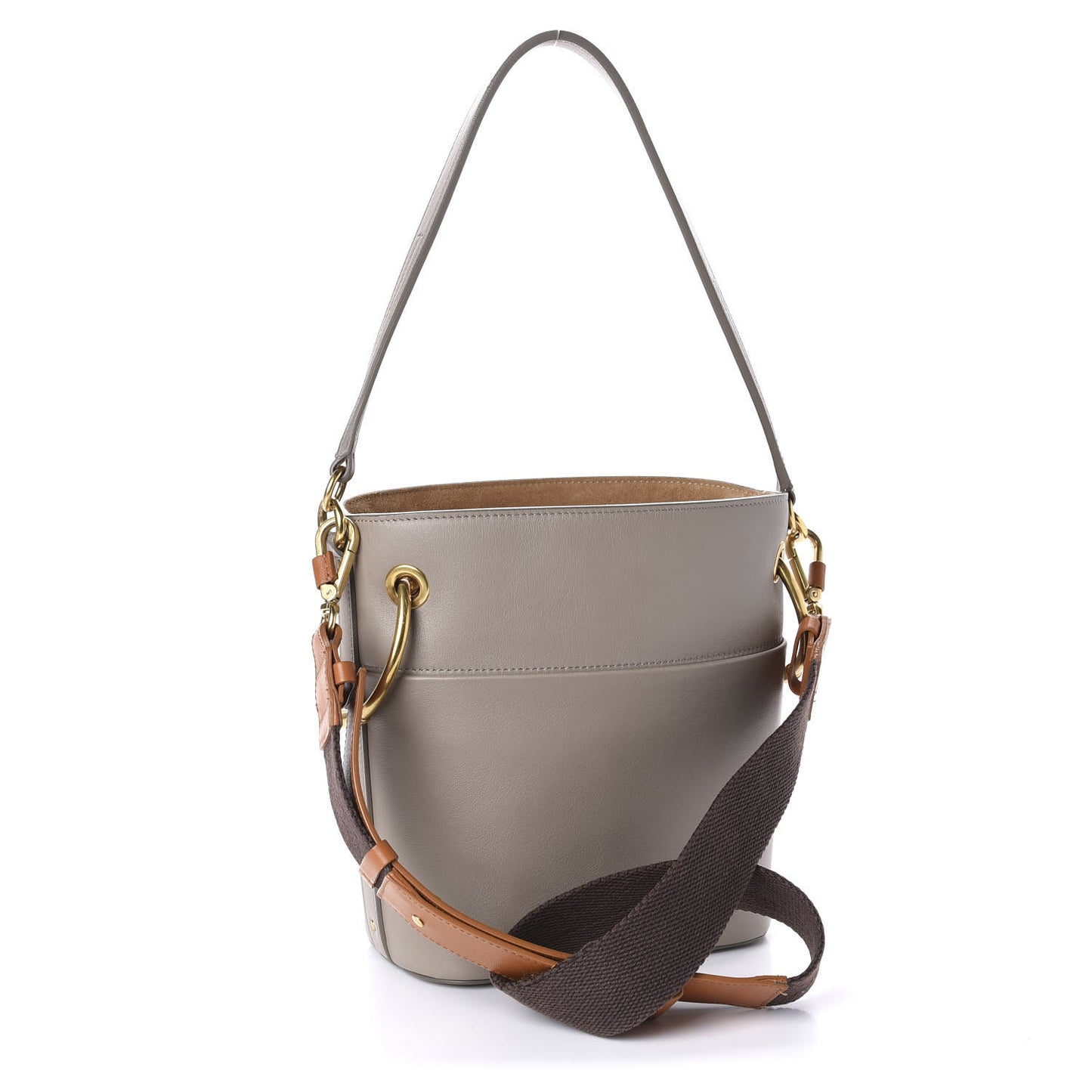 Smooth Calfskin Small Roy Bucket Bag Motty Grey