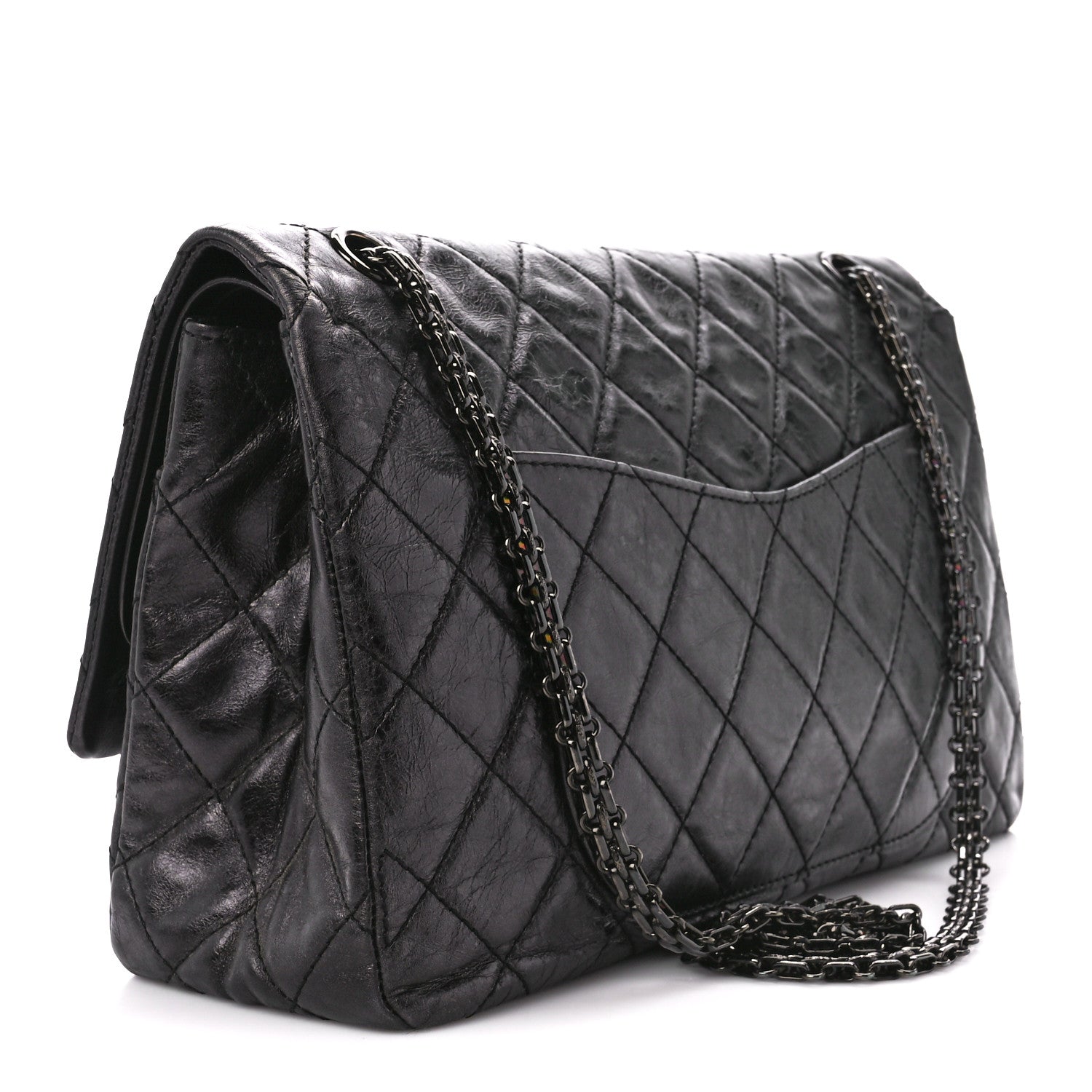 Chanel Metallic Aged Calfskin Quilted 2.55 Reissue 227 Flap So Black 3 of 10