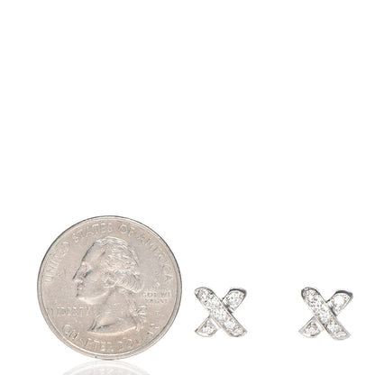 Tiffany 18K White Gold Diamond Paloma Picasso X Kiss Earrings 2 of 9