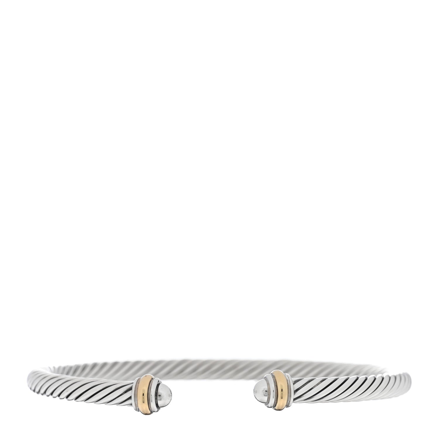 David Yurman DAVID YURMAN Sterling Silver 18K Yellow Gold 4mm Cable Classics Bracelet 1 of 3