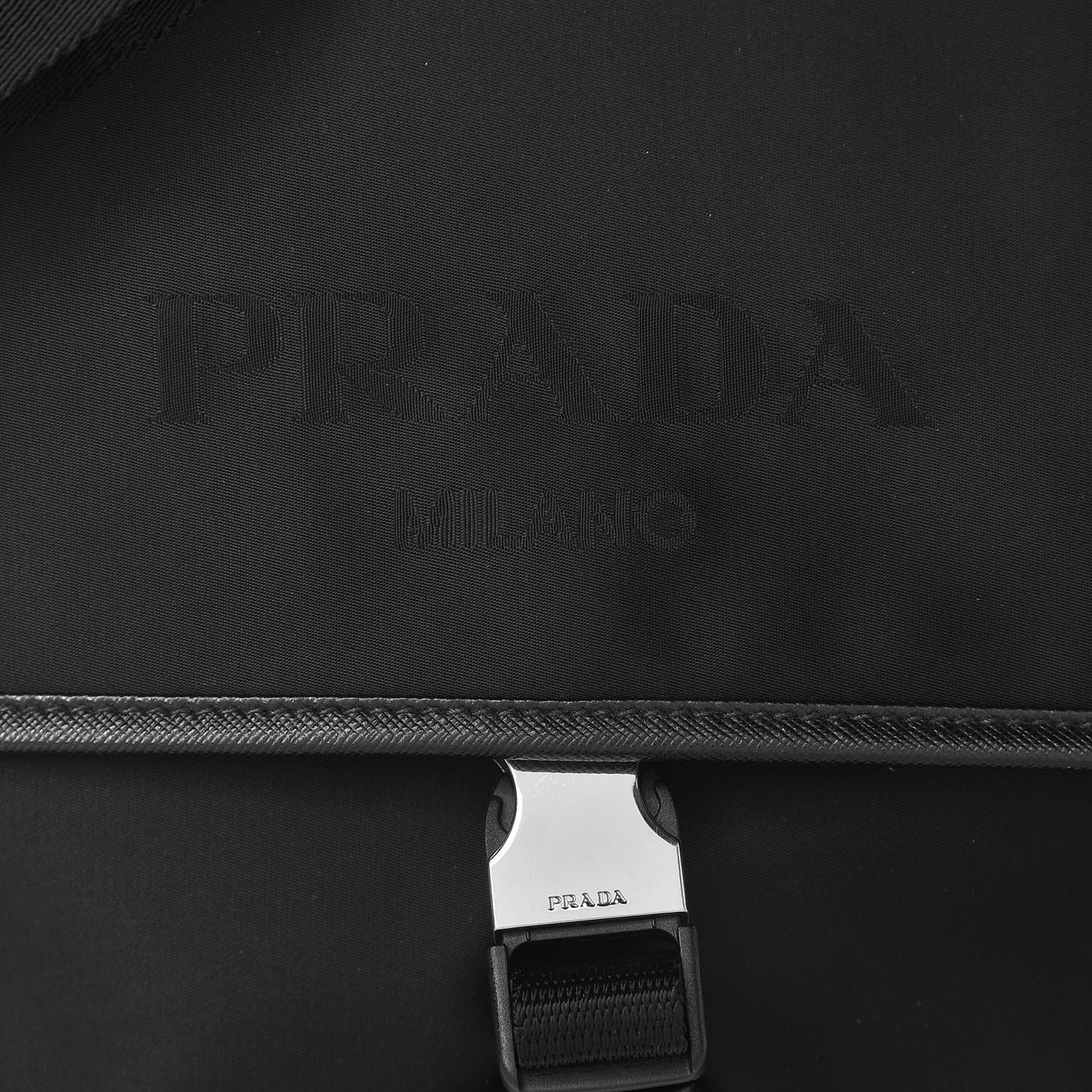 Tessuto Nylon Saffiano Messenger Satchel Black