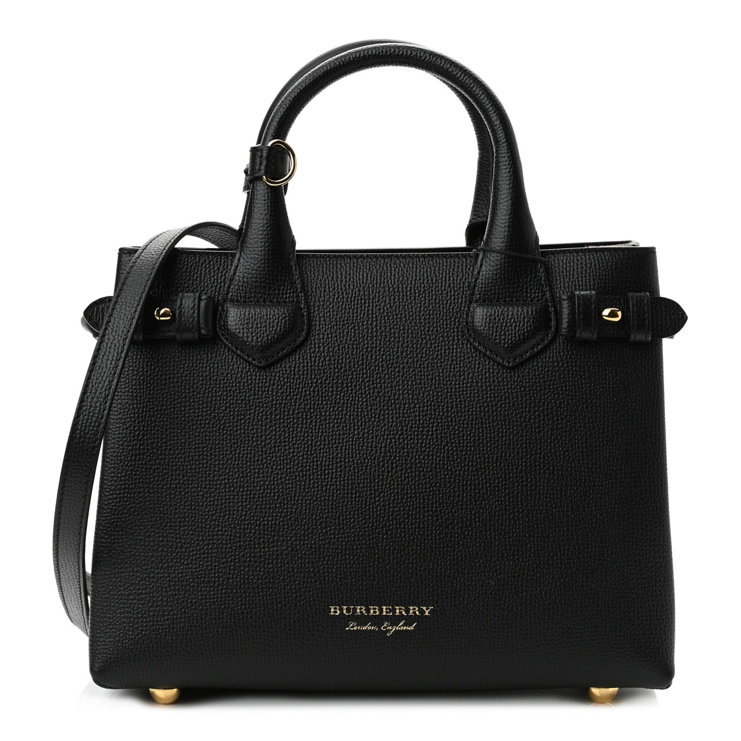 Derby Calfskin House Check Small Banner Tote Black