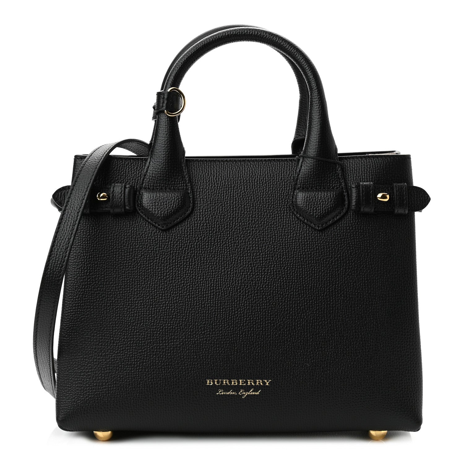 Burberry Derby Calfskin House Check Small Banner Tote Black 1 of 10