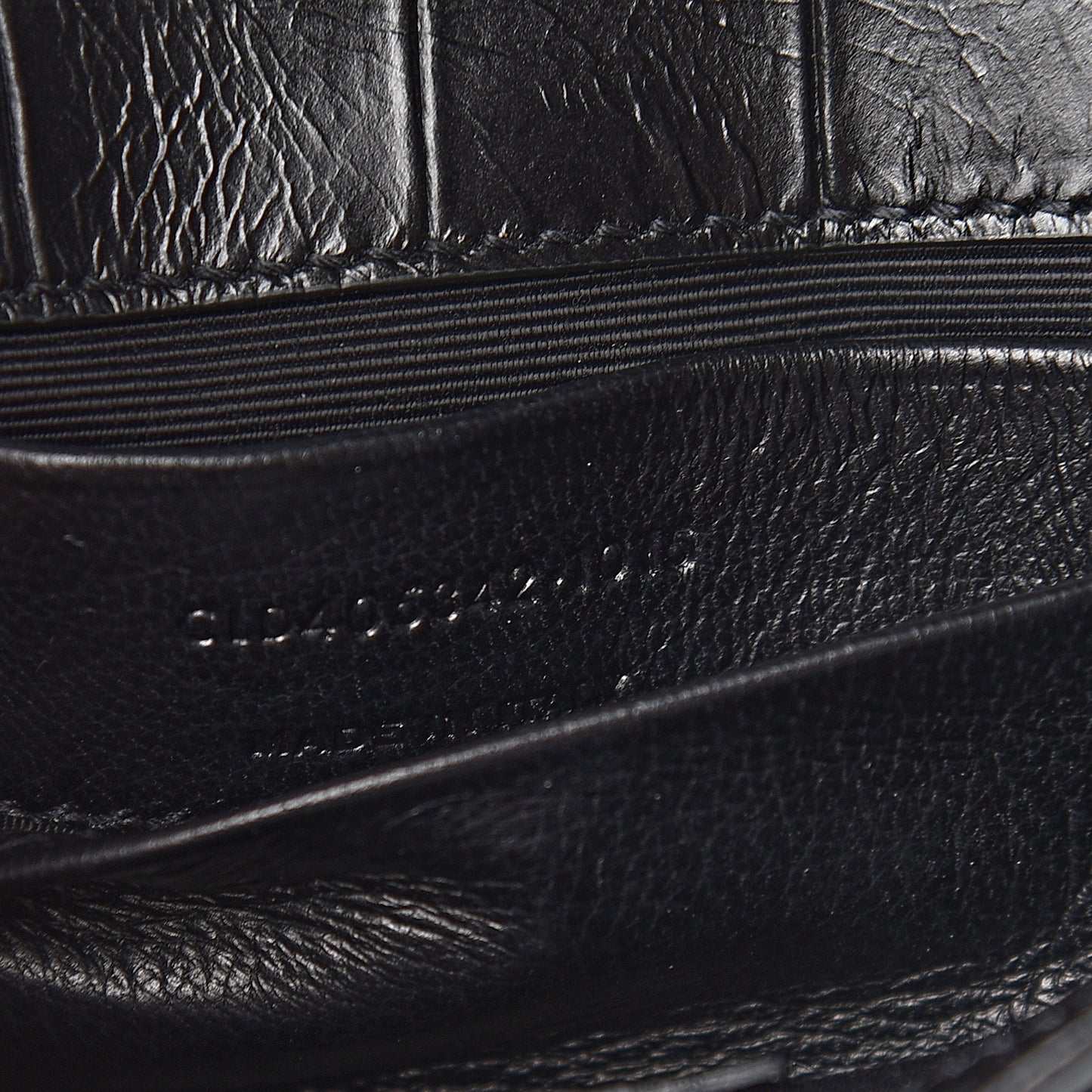 Calfskin Crocodile Embossed Baby Monogram Classic Chain Bag Black