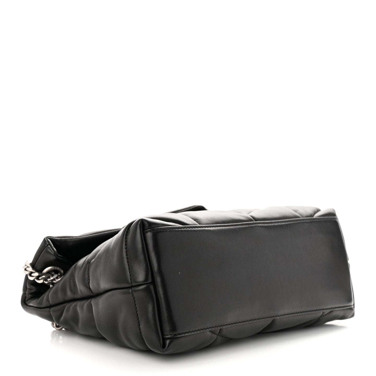 Lambskin Quilted Small Loulou Puffer Monogram Chain Satchel Black