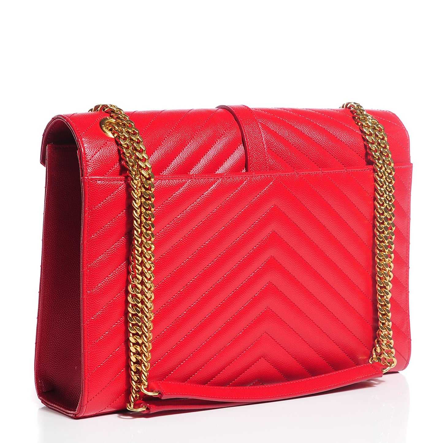Grain De Poudre Matelasse Chevron Large Monogram Satchel Lipstick Red