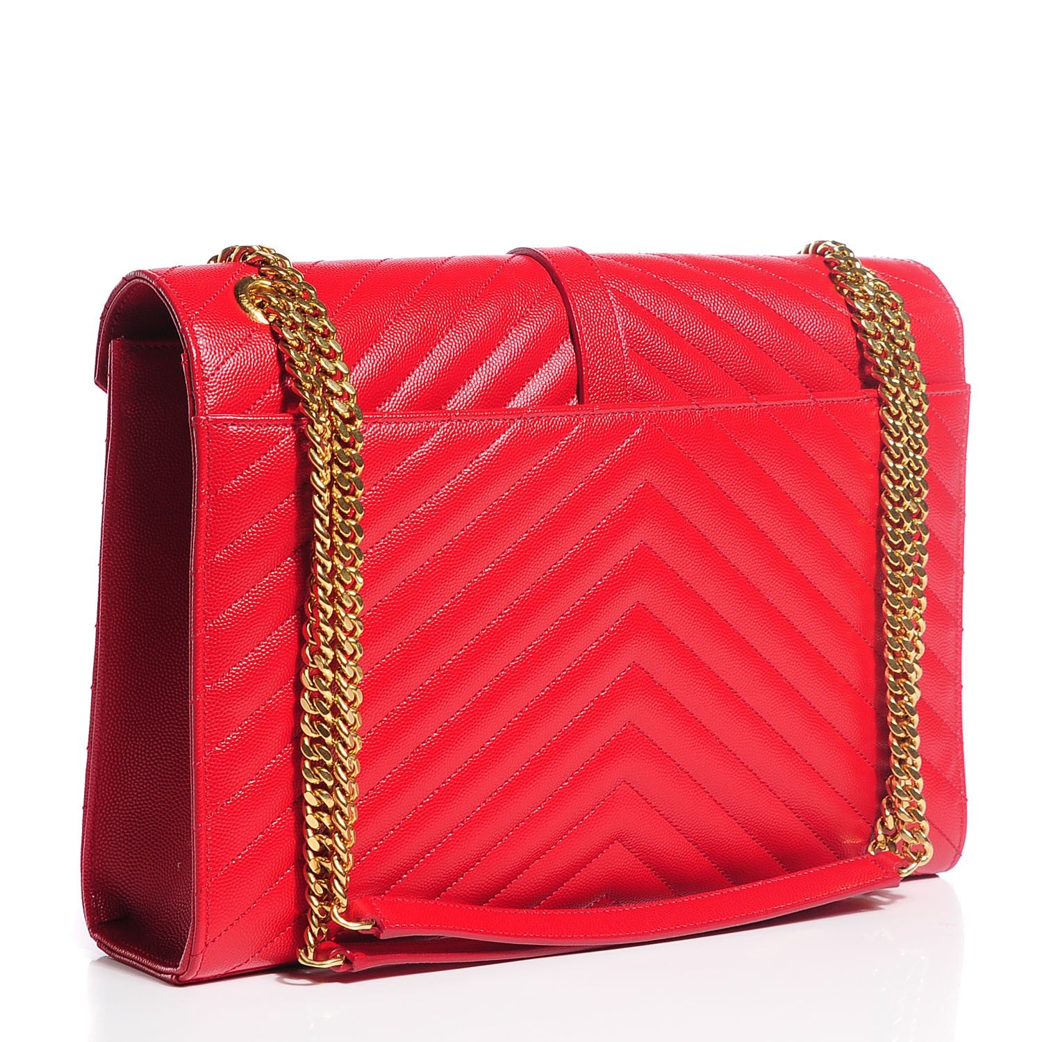 Saint Laurent Grain De Poudre Matelasse Chevron Large Monogram Satchel Lipstick Red 3 of 8