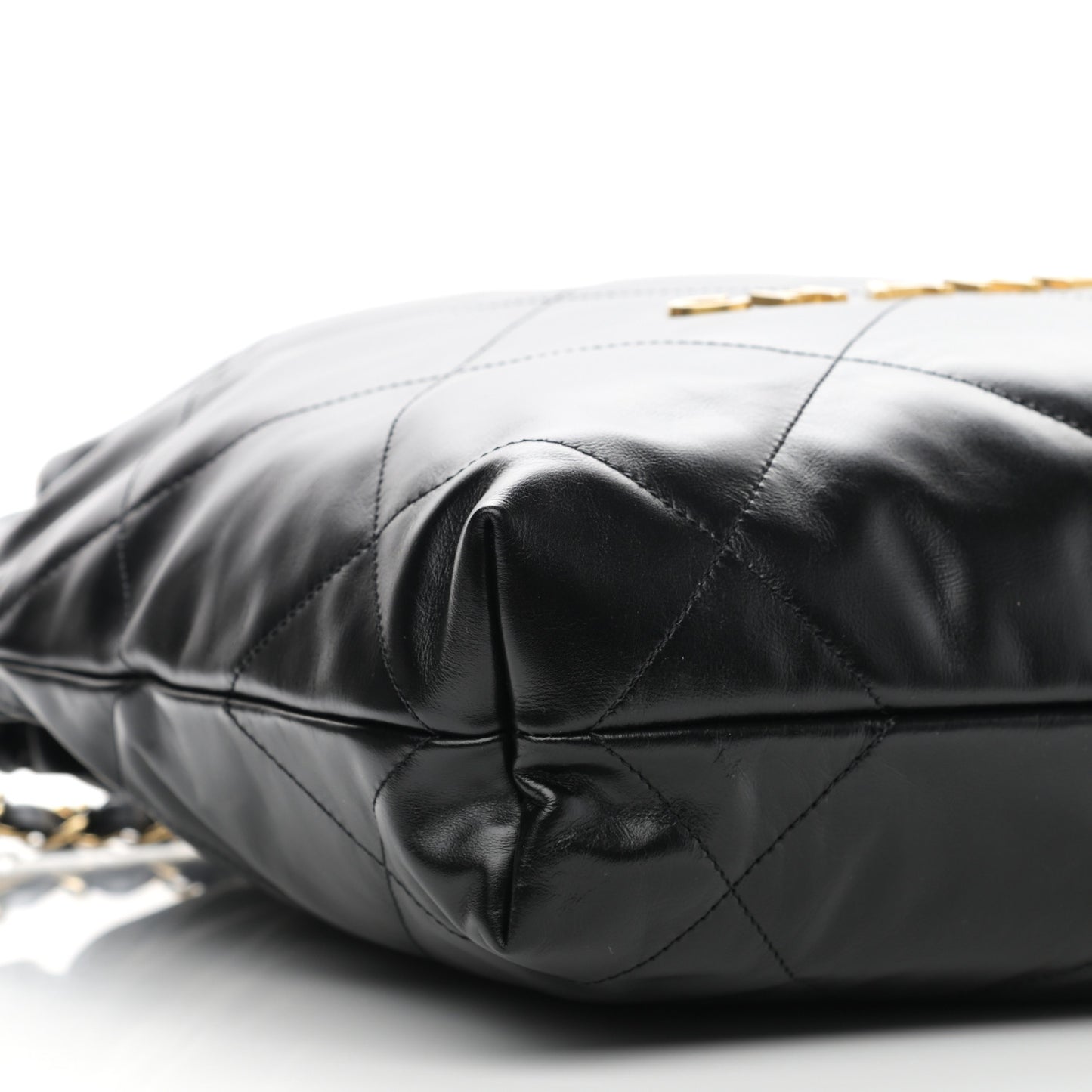 Shiny Calfskin Quilted Small Chanel 22 Black