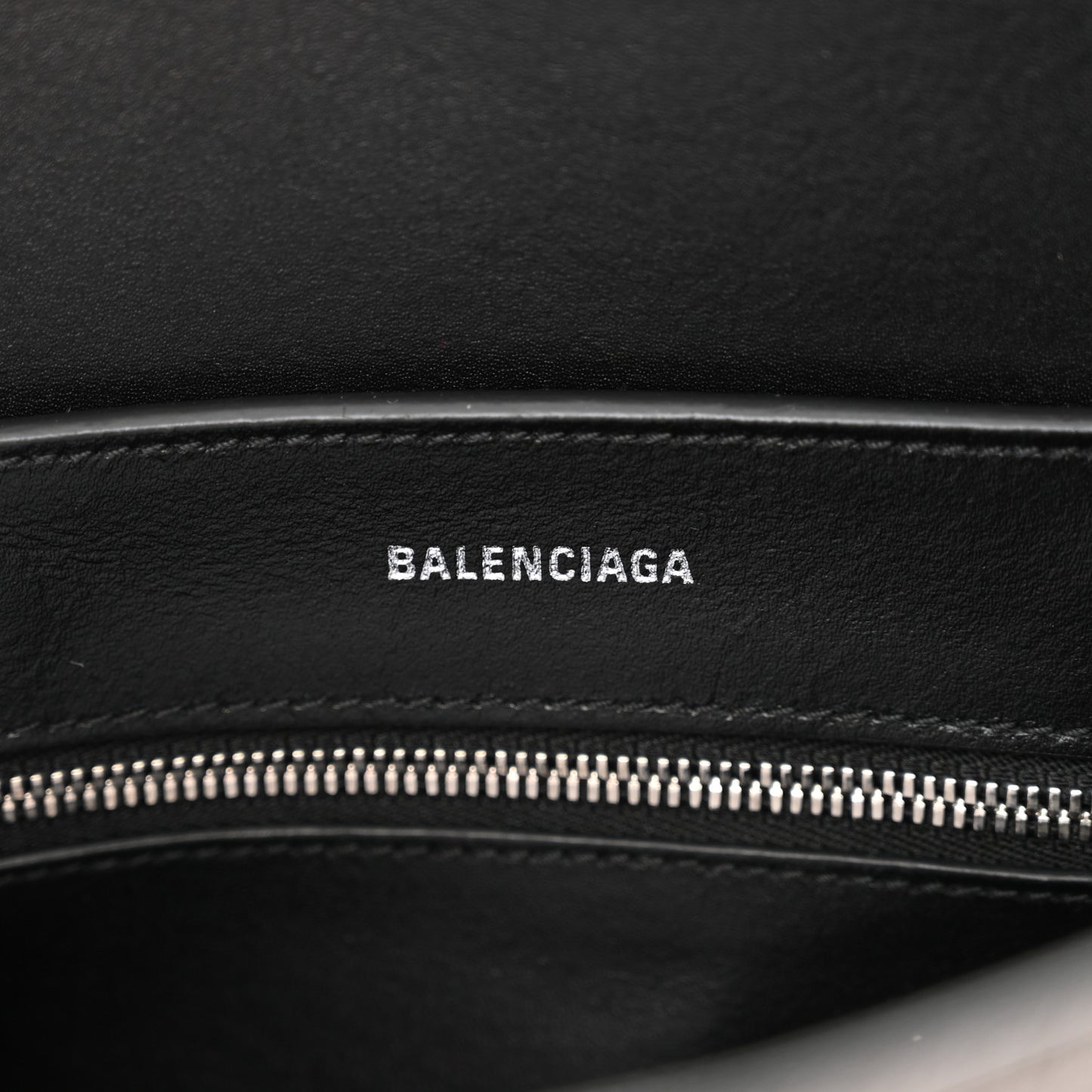Metallic Textured Calfskin Logo Everyday Tote Black