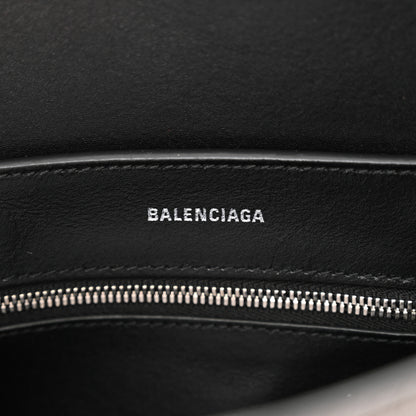 Balenciaga Metallic Textured Calfskin Logo Everyday Tote Black 6 of 11