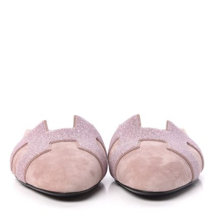 Hermes Suede Goatskin Crystal Roxane Mules 37.5 Rose 2 of 11