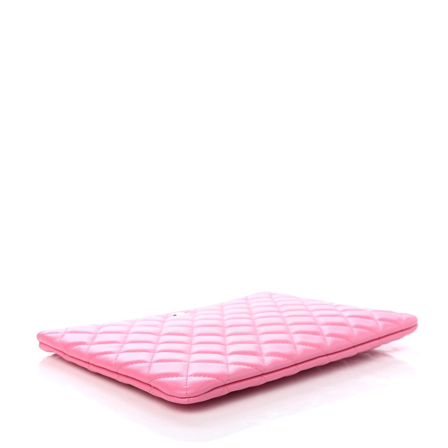 Lambskin Quilted Medium CC Cosmetic Case Pink Yellow