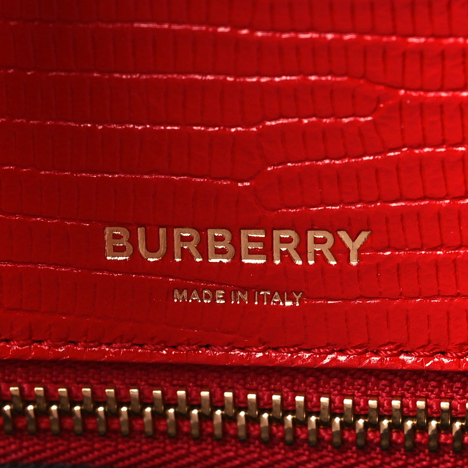 Burberry Calfskin Lizard Embossed Medium Title Tote Red 6 of 8