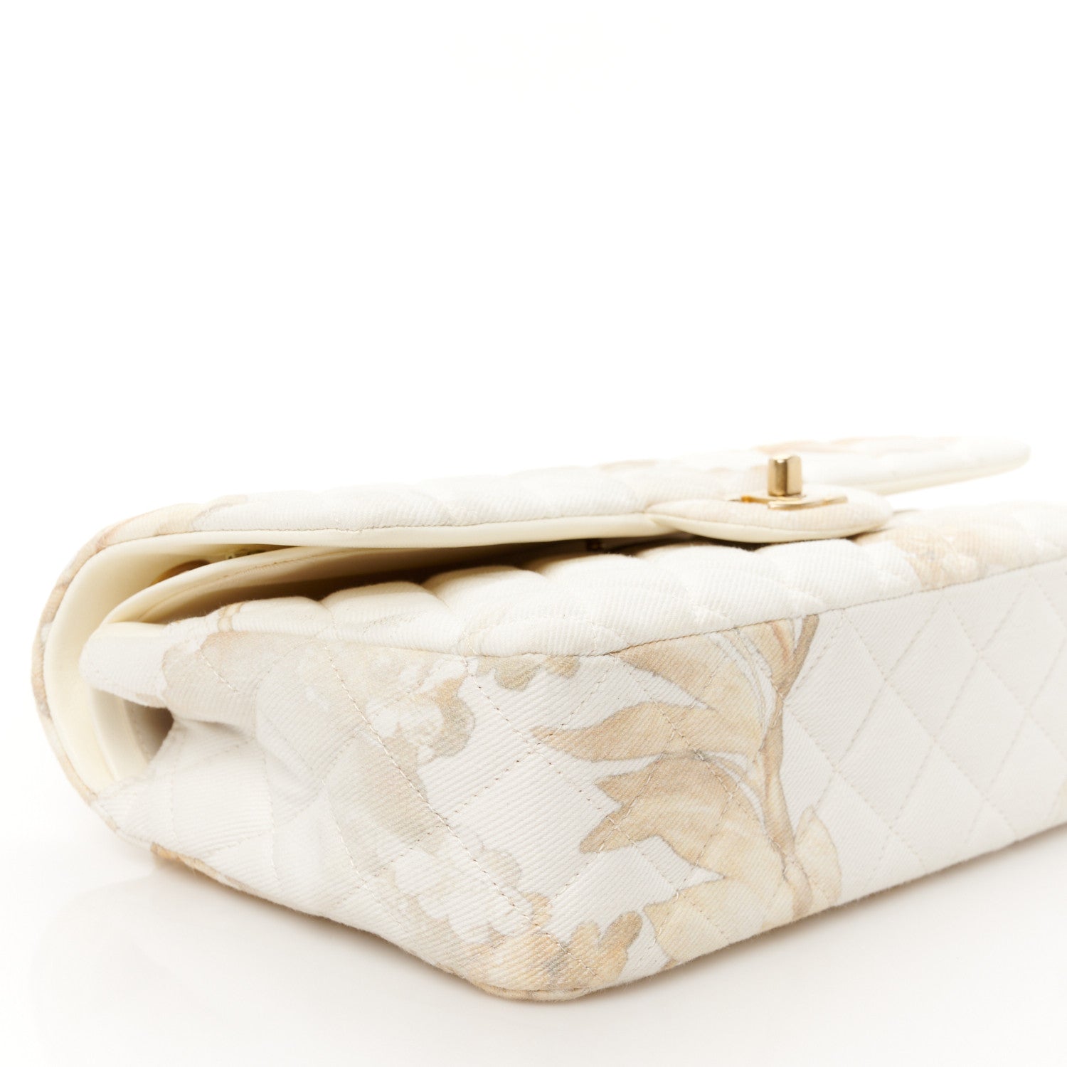 Chanel Denim Floral Printed Medium Double Flap Beige 10 of 11