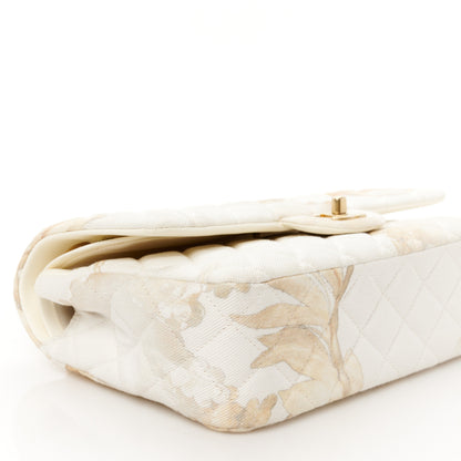 Chanel Denim Floral Printed Medium Double Flap Beige 10 of 11