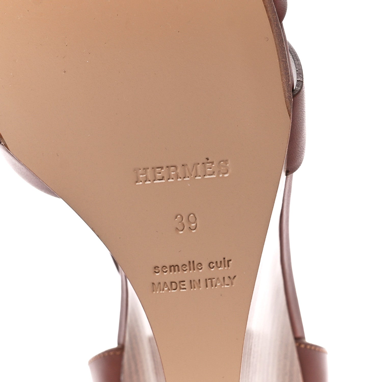 Hermes Calfskin Legend Wedge Sandals 39 Gold 6 of 9