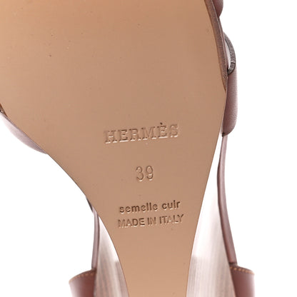 Hermes Calfskin Legend Wedge Sandals 39 Gold 6 of 9
