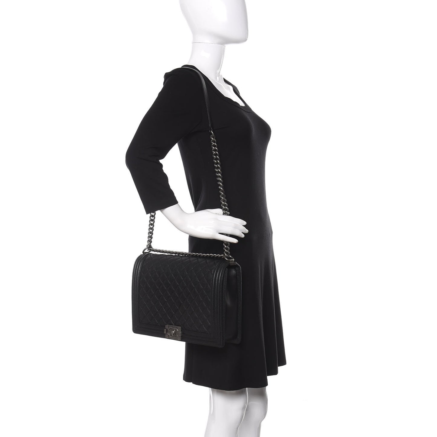 Caviar Quilted Large Boy Flap Black