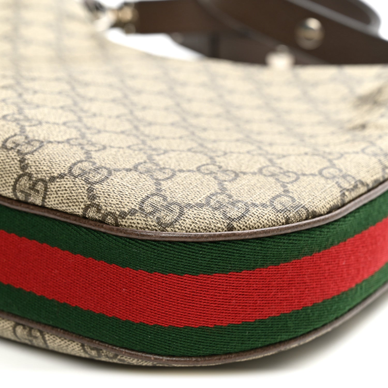 Gucci GG Supreme Monogram Textured Calfskin Web Large Attache Shoulder Bag Beige Ebony New Acero 10 of 11