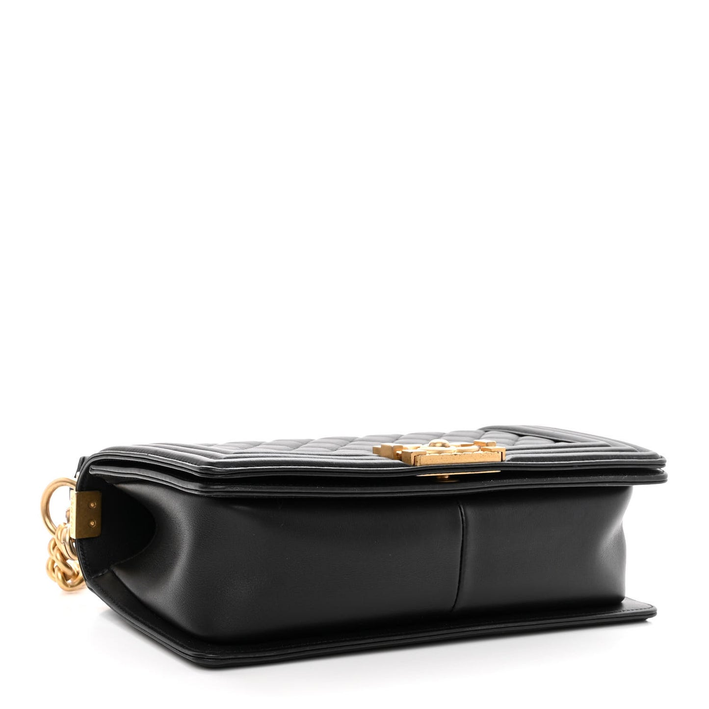 Calfskin Medium Boy Logo Top Handle Flap Black
