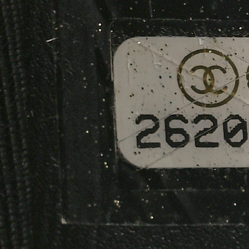 Caviar Flat Quilted CC Chain Bucket Drawstring Bag Black