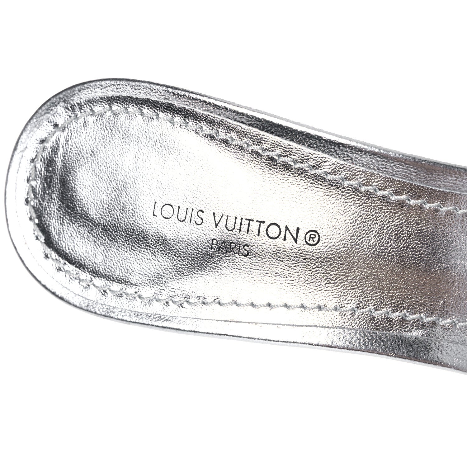Louis Vuitton Metallic Lambskin Embossed Monogram LV Garden Revival High Heel Mules 37 Silver 7 of 13