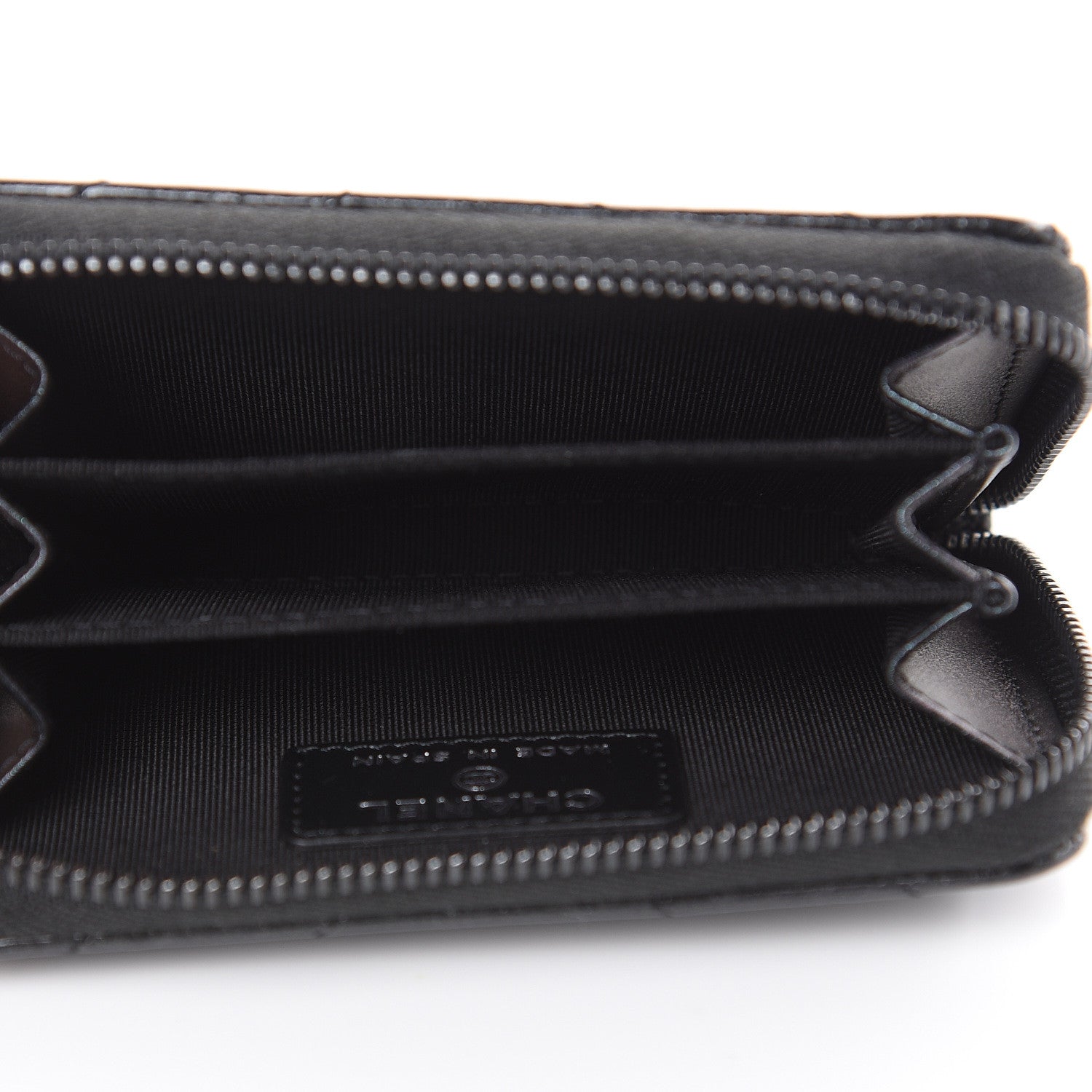 Chanel Patent Metallic Crumpled Calfskin Chevron Quilted Coin Purse So Black 5 of 8