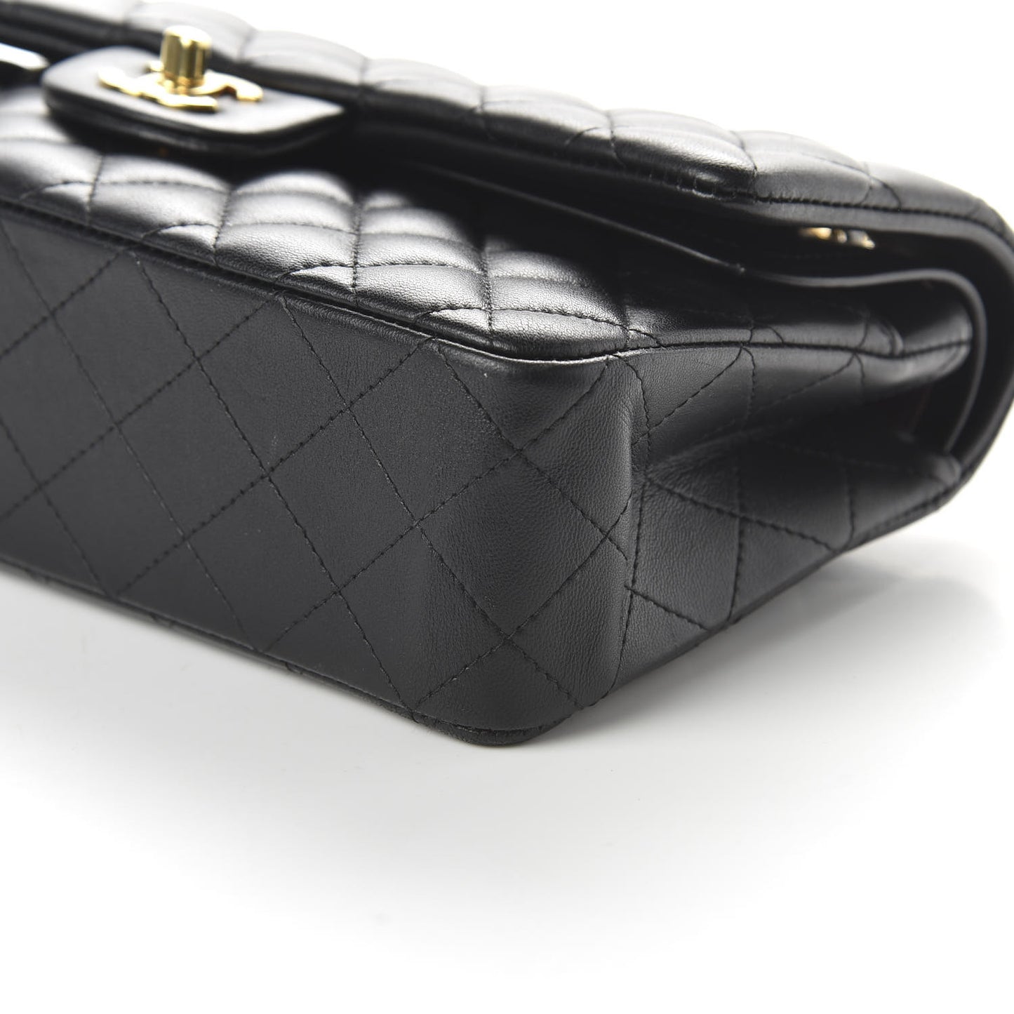 Lambskin Quilted Medium Double Flap Black