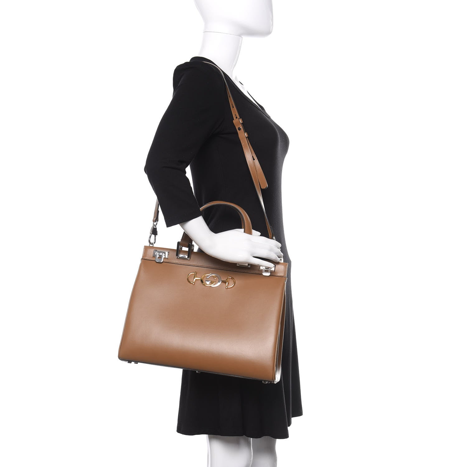 Gucci Smooth Calfskin Medium Zumi Top Handle Bag Friky Taupe 2 of 11
