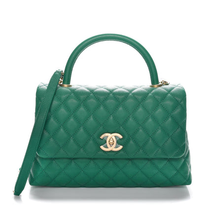 Chanel Caviar Quilted Small Coco Handle Flap Green 1 of 8