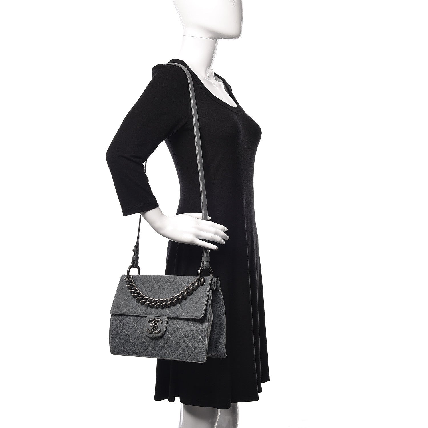 Chanel Caviar Quilted Large Retro Class Flap Grey 2 of 16