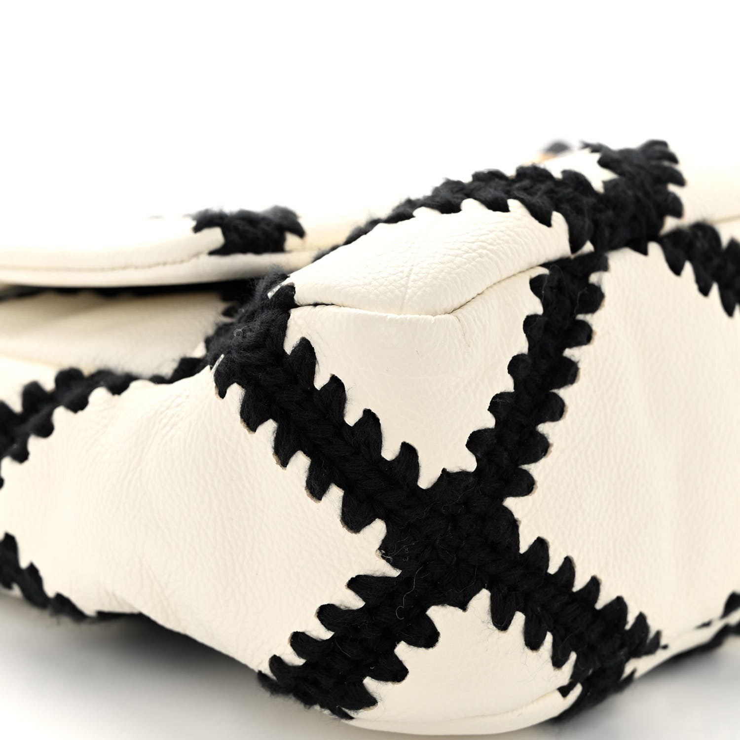 Chanel Calfskin Crochet Medium Chanel 19 Flap White Black 9 of 10