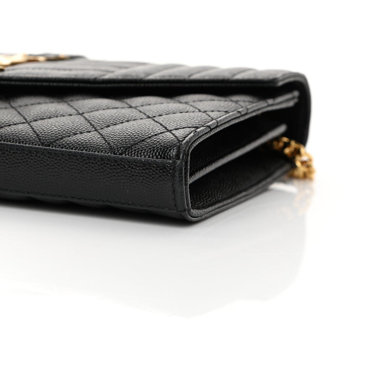 Grain De Poudre Mixed Matelasse Triquilt Monogram Chain Wallet Black