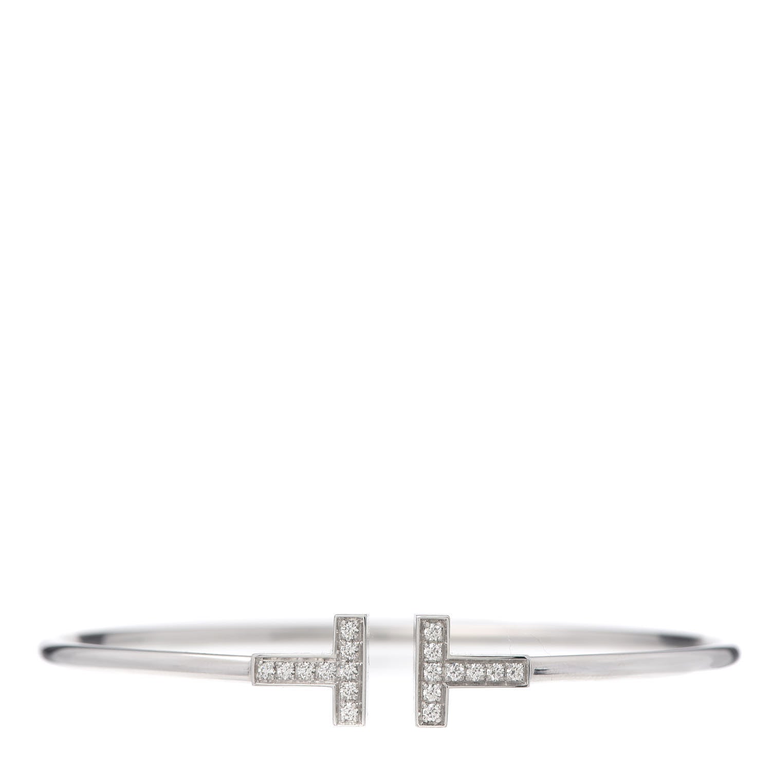 Tiffany 18K White Gold Diamond T Wire Bracelet 1 of 5