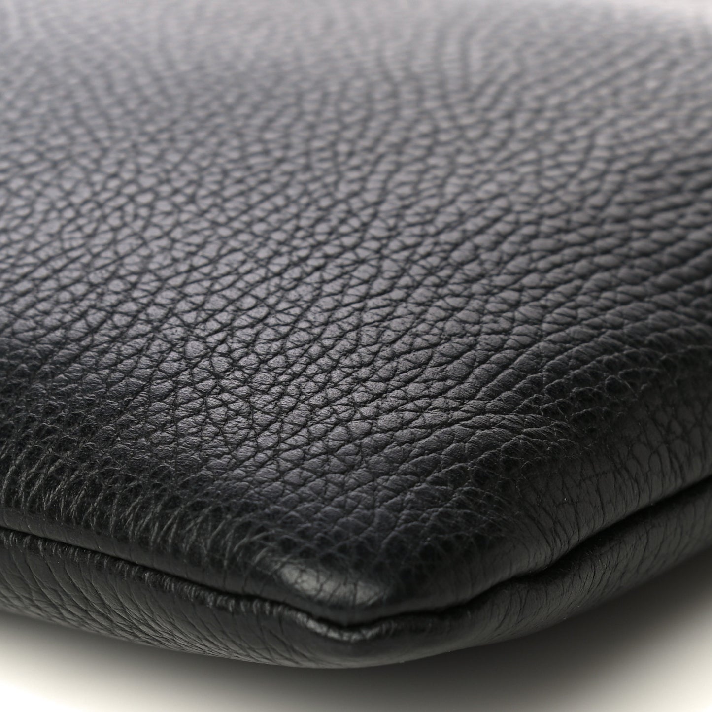 Pebbled Calfskin Large Bamboo Clutch Black