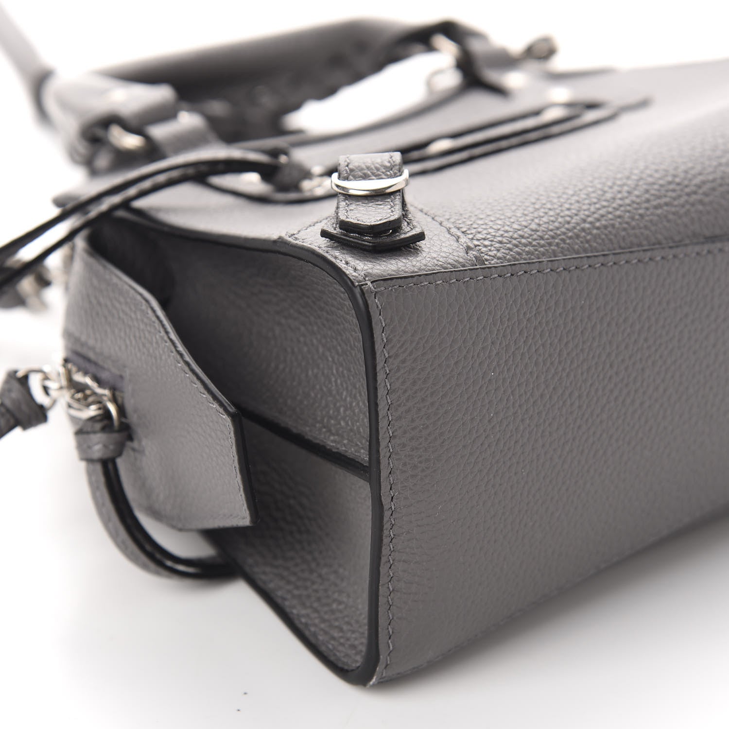 Balenciaga Grained Calfskin Neo Classic Silver Hardware Mini City Dark Grey 6 of 10