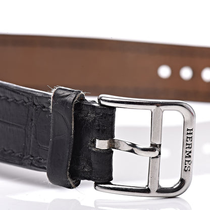 Hermes Stainless Steel Alligator 21mm Heure H Hour Quartz Watch Noir 6 of 10