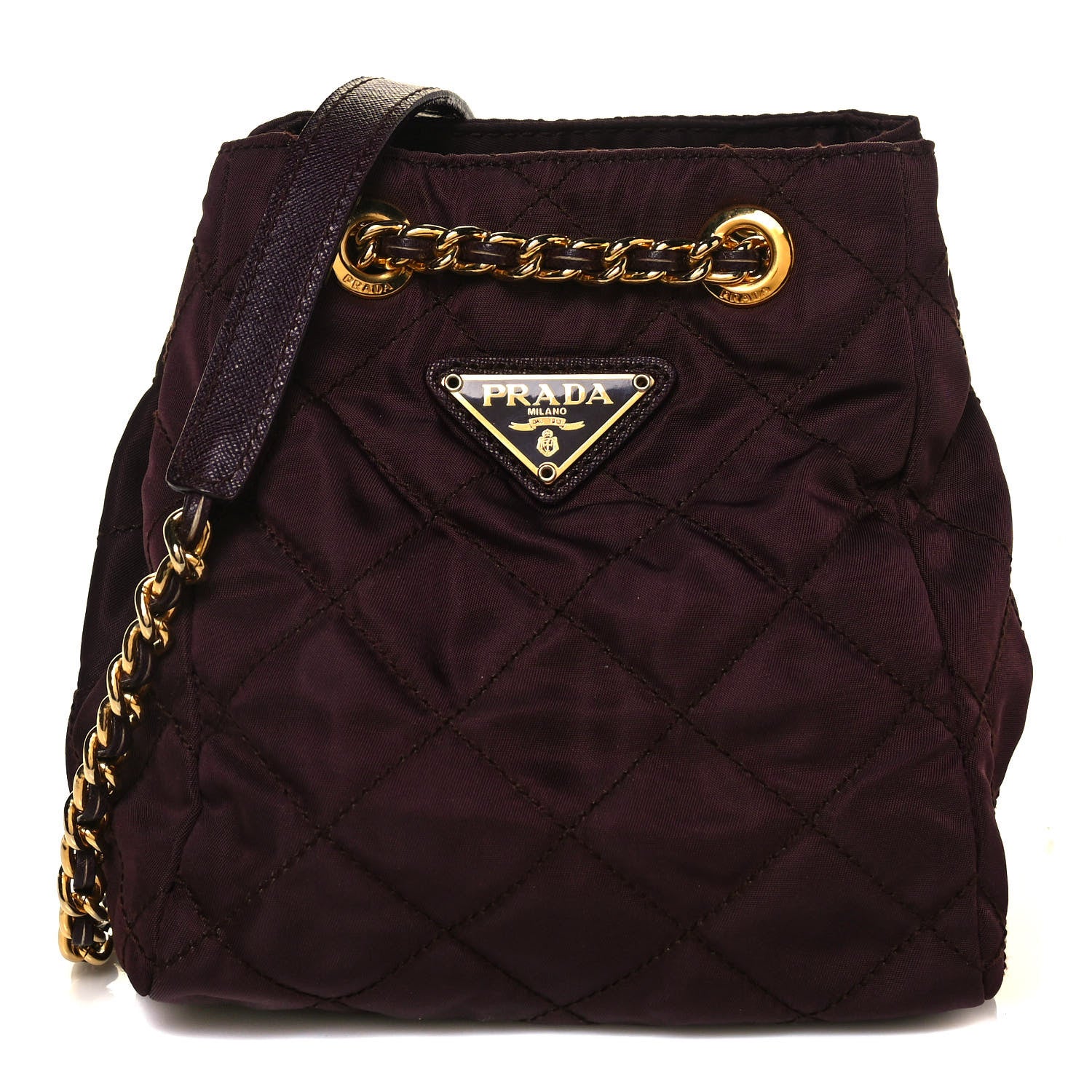 Prada Nylon Tessuto Quilted Shoulder Bag Granato 1 of 13