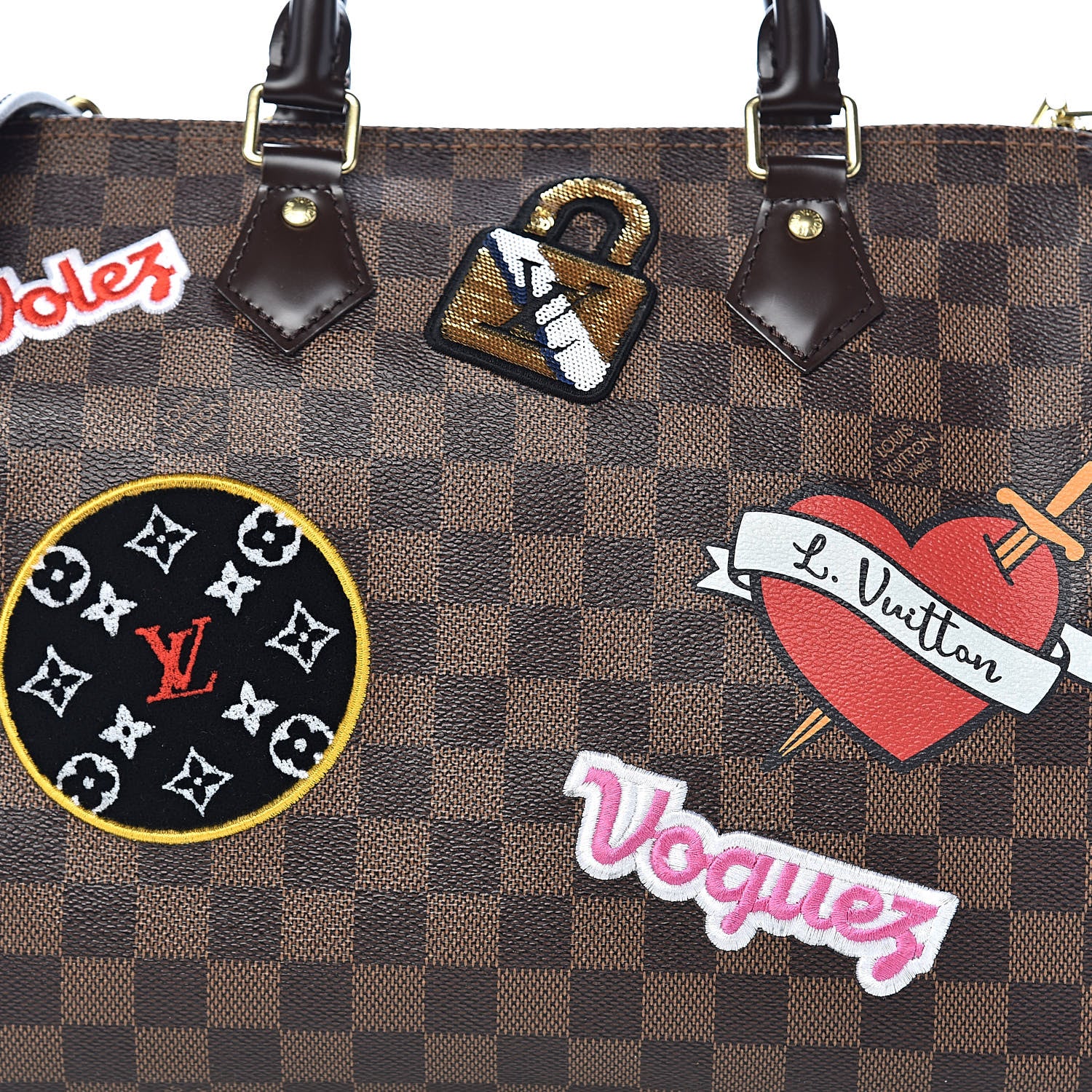 Louis Vuitton Damier Ebene Patches Speedy Bandouliere 30 10 of 10