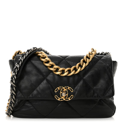 Chanel Goatskin Quilted Large Chanel 19 Flap Black 1 of 11