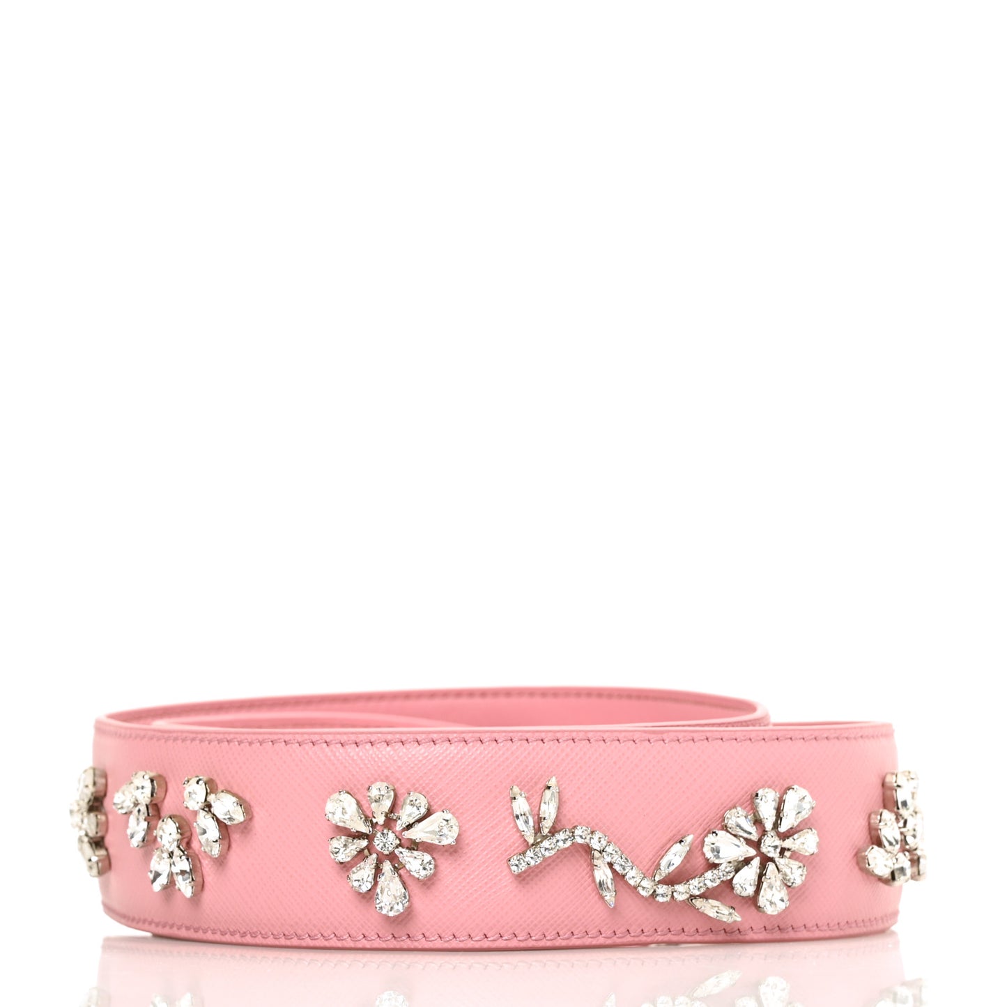 Saffiano Crystal Flower Shoulder Strap Petalo