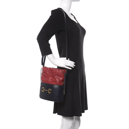 Gucci Azalea Sakai Be Green Calfskin Horsebit 1955 Drawstring Bucket Bag Blue New Cherry Red 2 of 10