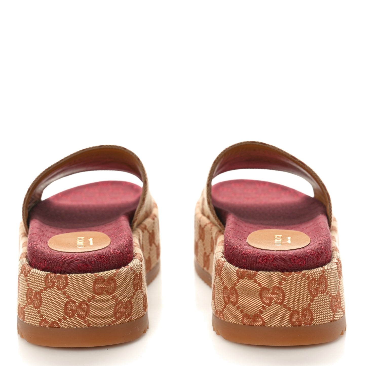 Canvas GG Monogram Angelina Platform Slide Sandals 36.5 Beige Ruggine