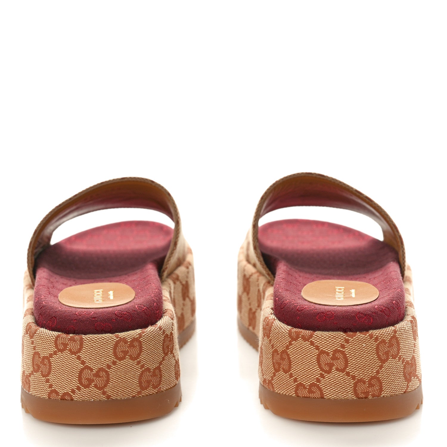 Gucci Canvas GG Monogram Angelina Platform Slide Sandals 36.5 Beige Ruggine 5 of 8