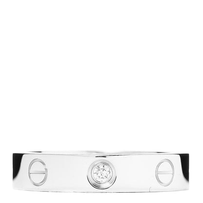 Cartier 18K White Gold Diamond 4mm LOVE Wedding Band Ring 51 5.75 1 of 4