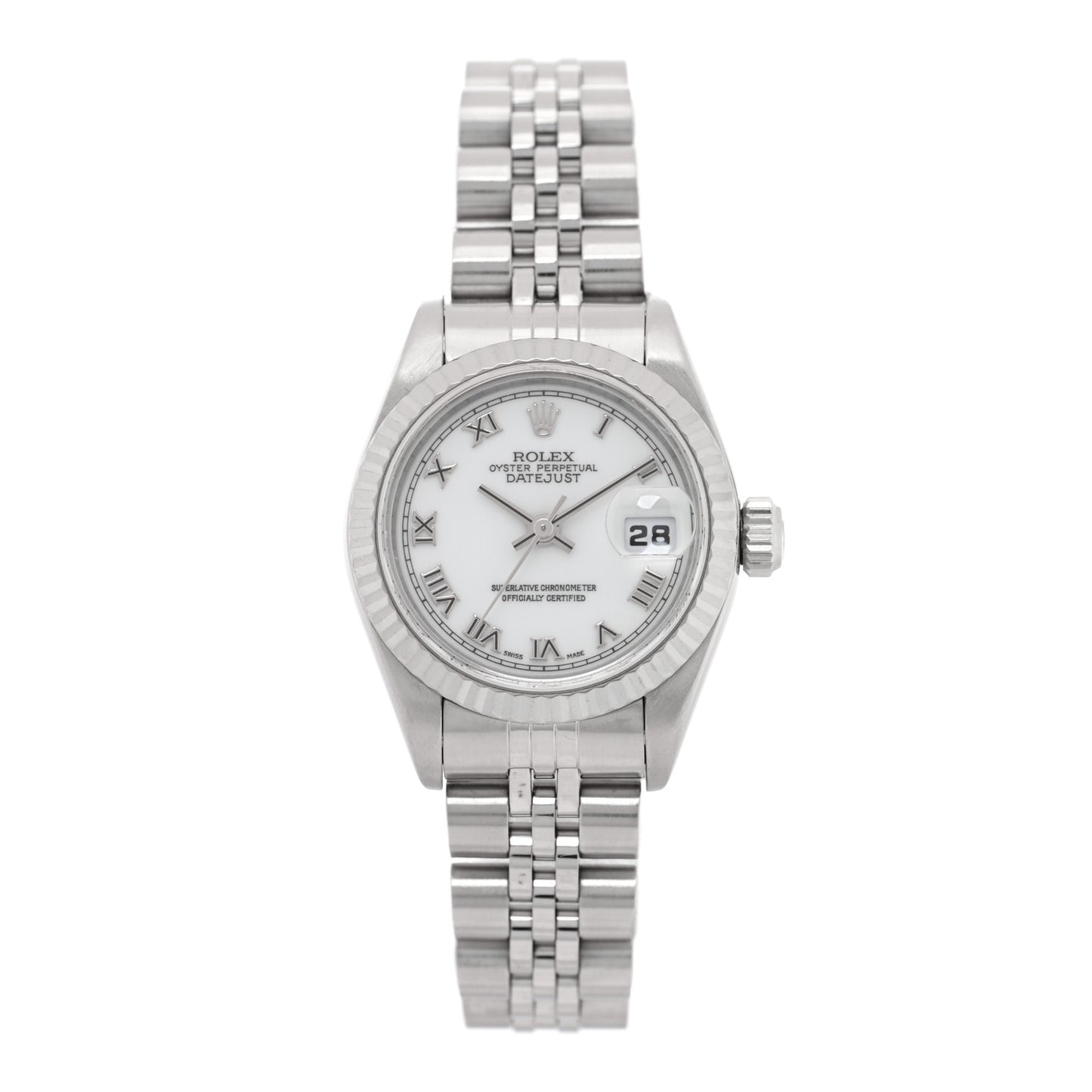 Stainless Steel 18K White Gold 26mm Oyster Perpetual Datejust Watch White Roman 69174