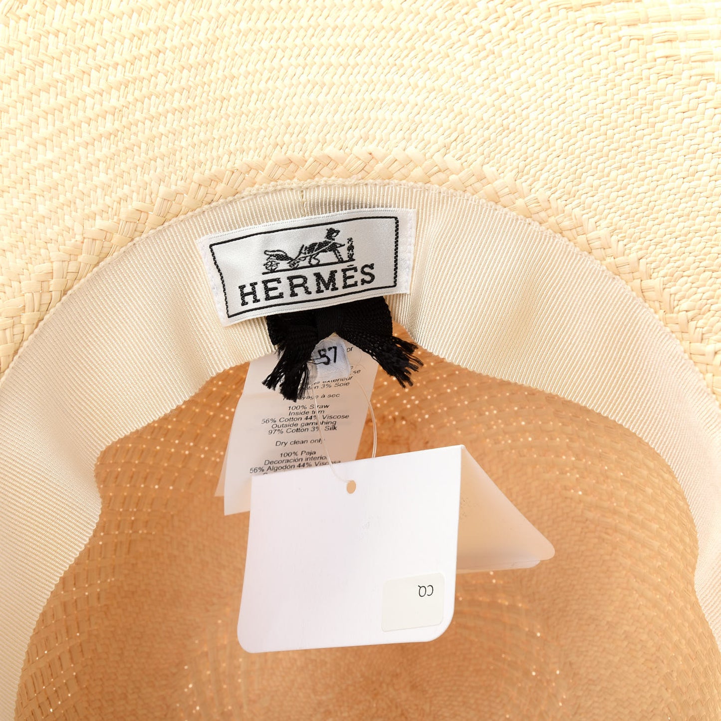 Straw Brides De Gala Panama Hat 57 Naturel Ecru Black