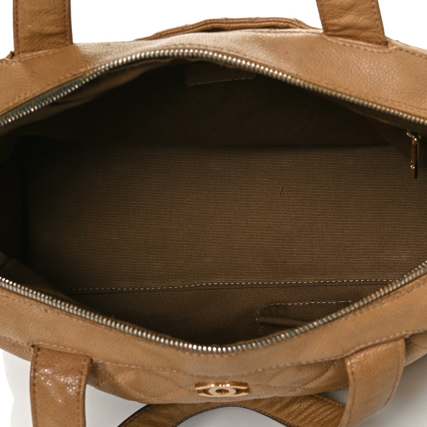 Caviar Quilted Bowler Beige